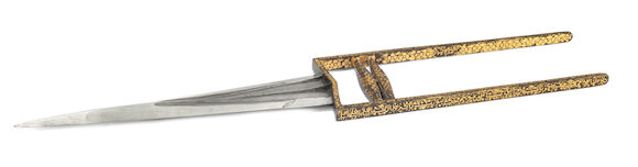 Bonhams : A gold koftgari steel push dagger (katar) North India, dated ...