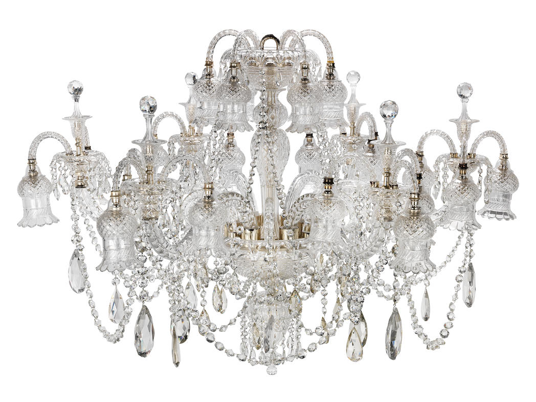 An impressive twenty four light cut glass chandelier