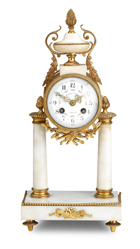 Bonhams : A late 19th century marble and giltmetal mounted mantel clock ...