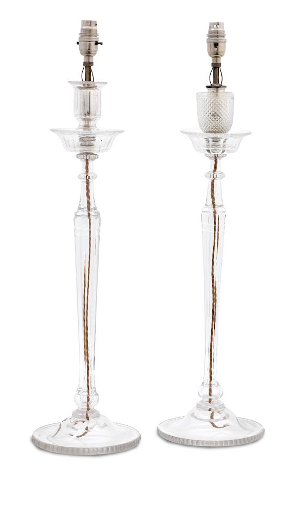 Bonhams A pair of cut glass table lamps 20th century