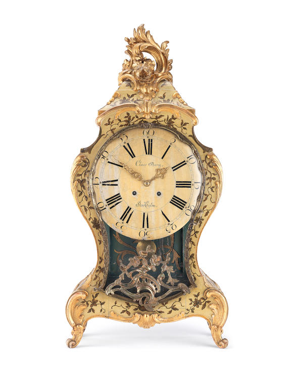 Bonhams : A Rare Mid 18th Century Swedish Vernis Martin Bracket Clock 