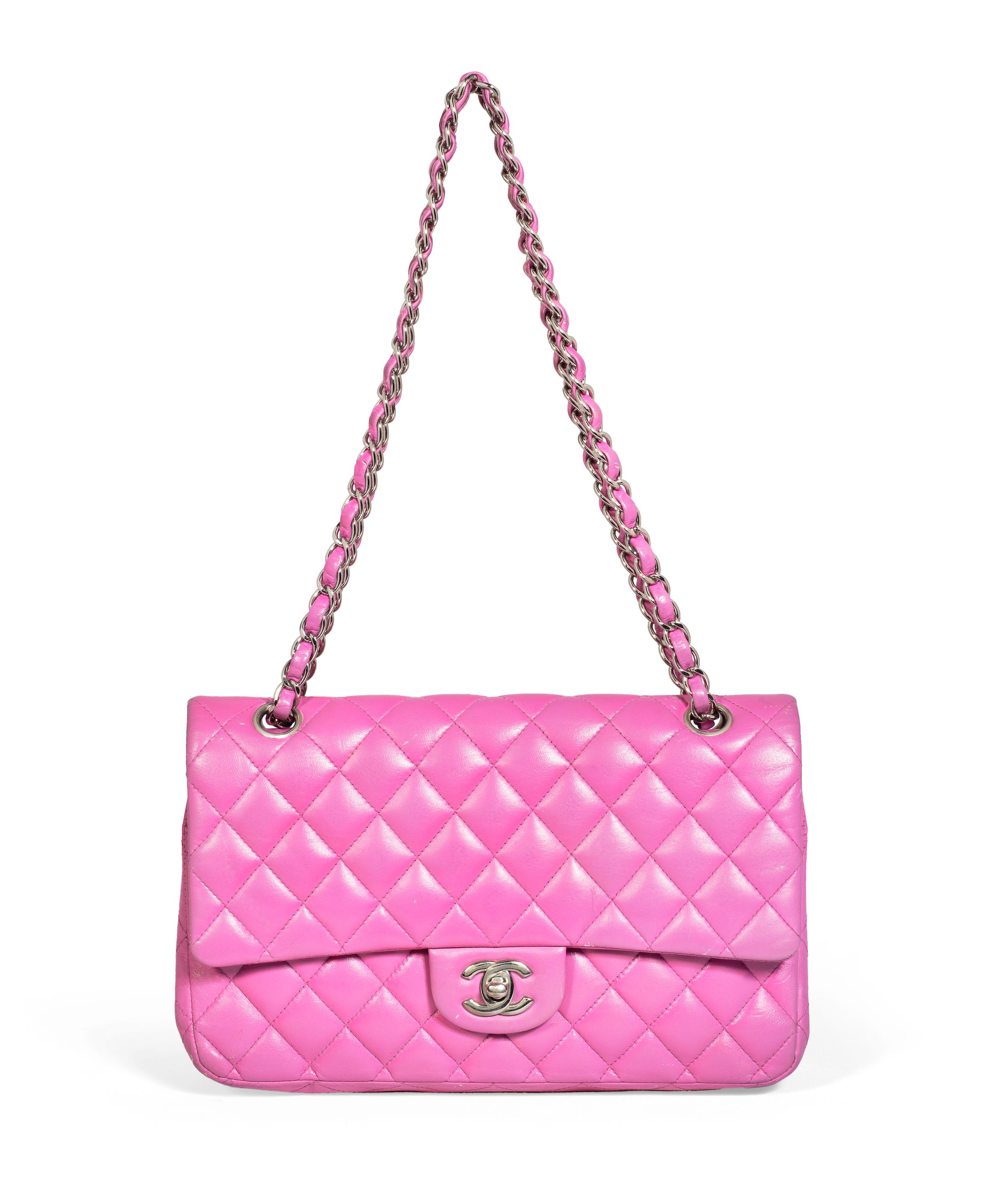 Bonhams Hot Pink Lambskin Double Flap Bag, Chanel, 2010-11
