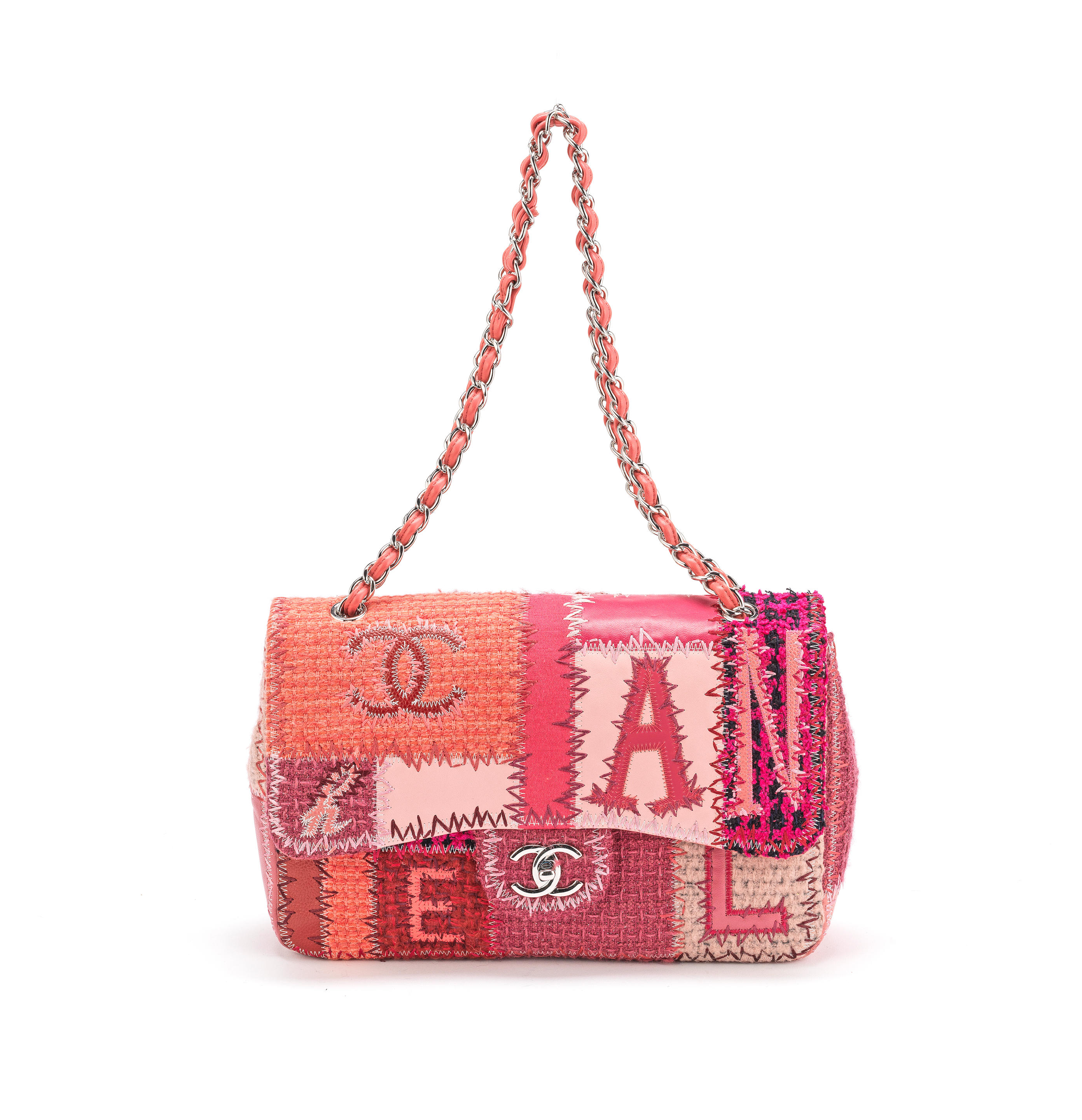 Bonhams : Pink Patchwork Jumbo Single Flap Bag, Chanel, c. 2017