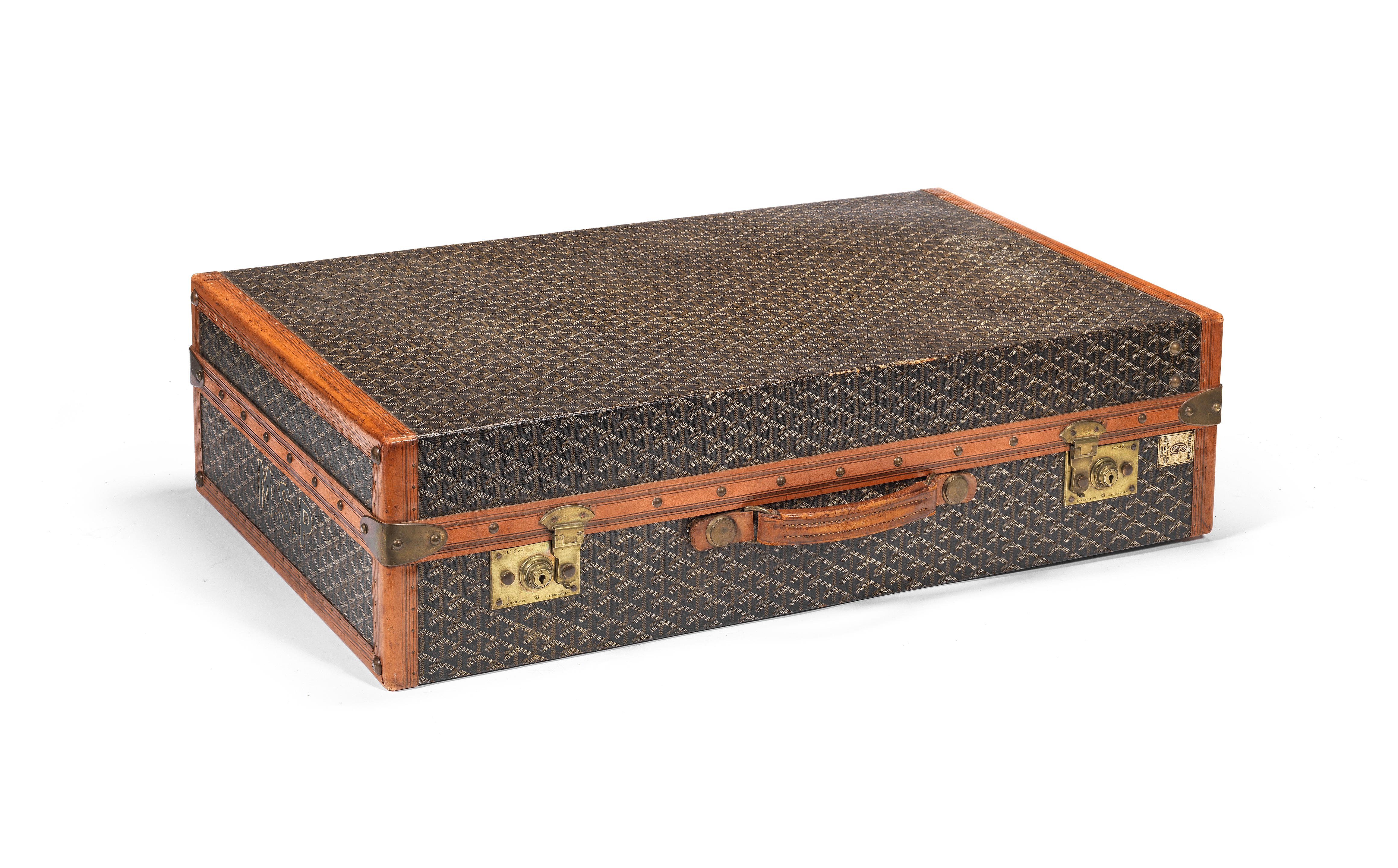 Antique 20th Century Leather Goyard Suitcase, Paris, circa 1930