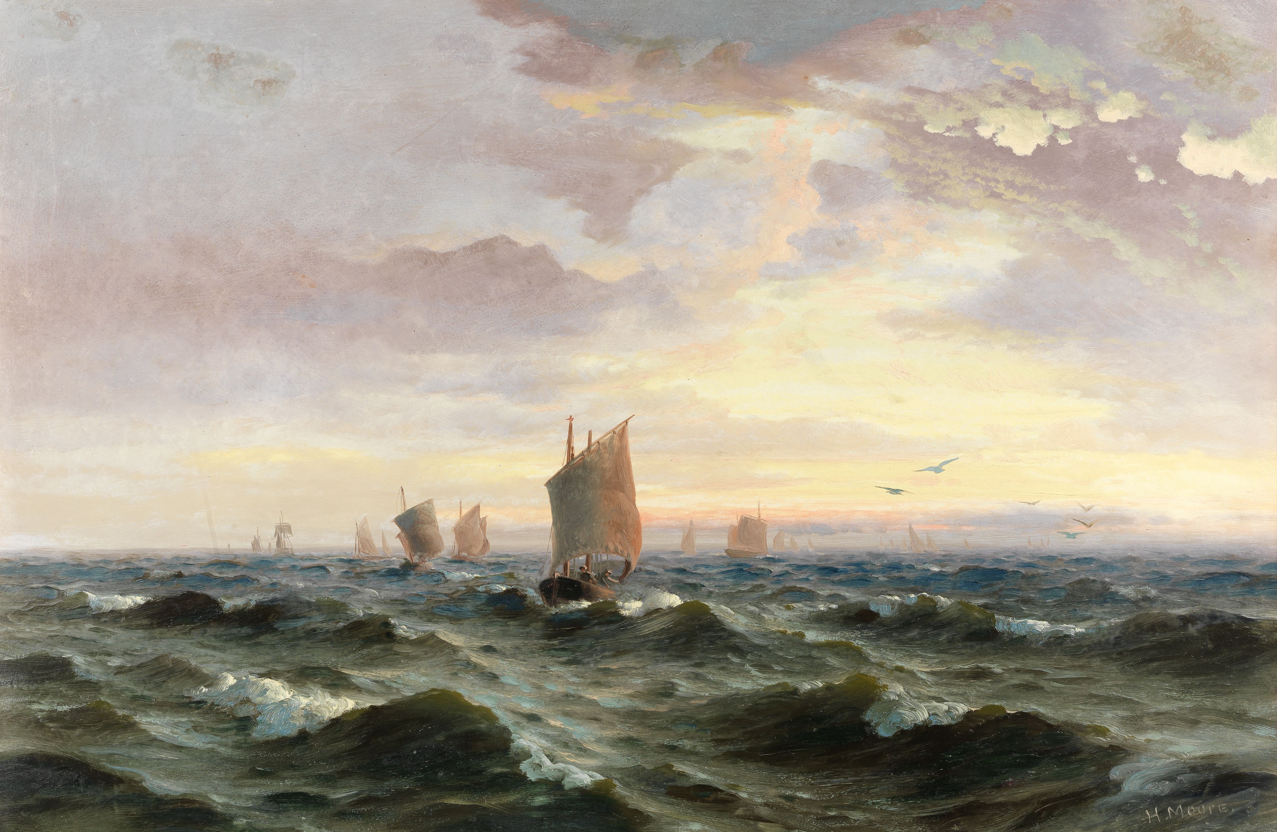 The Fishing Fleet Making Their Way at Sunrise
