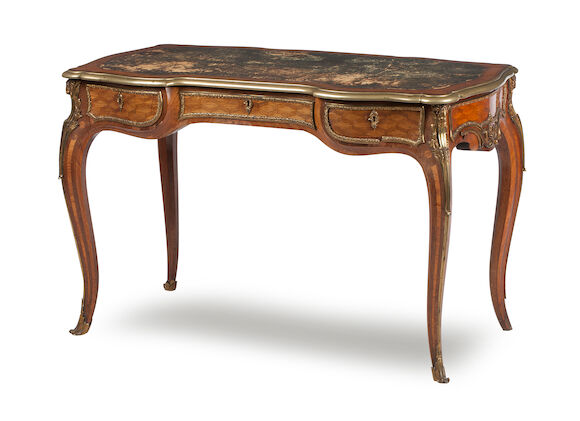 Bonhams : A late 19th century French kingwood and gilt metal bureau plat