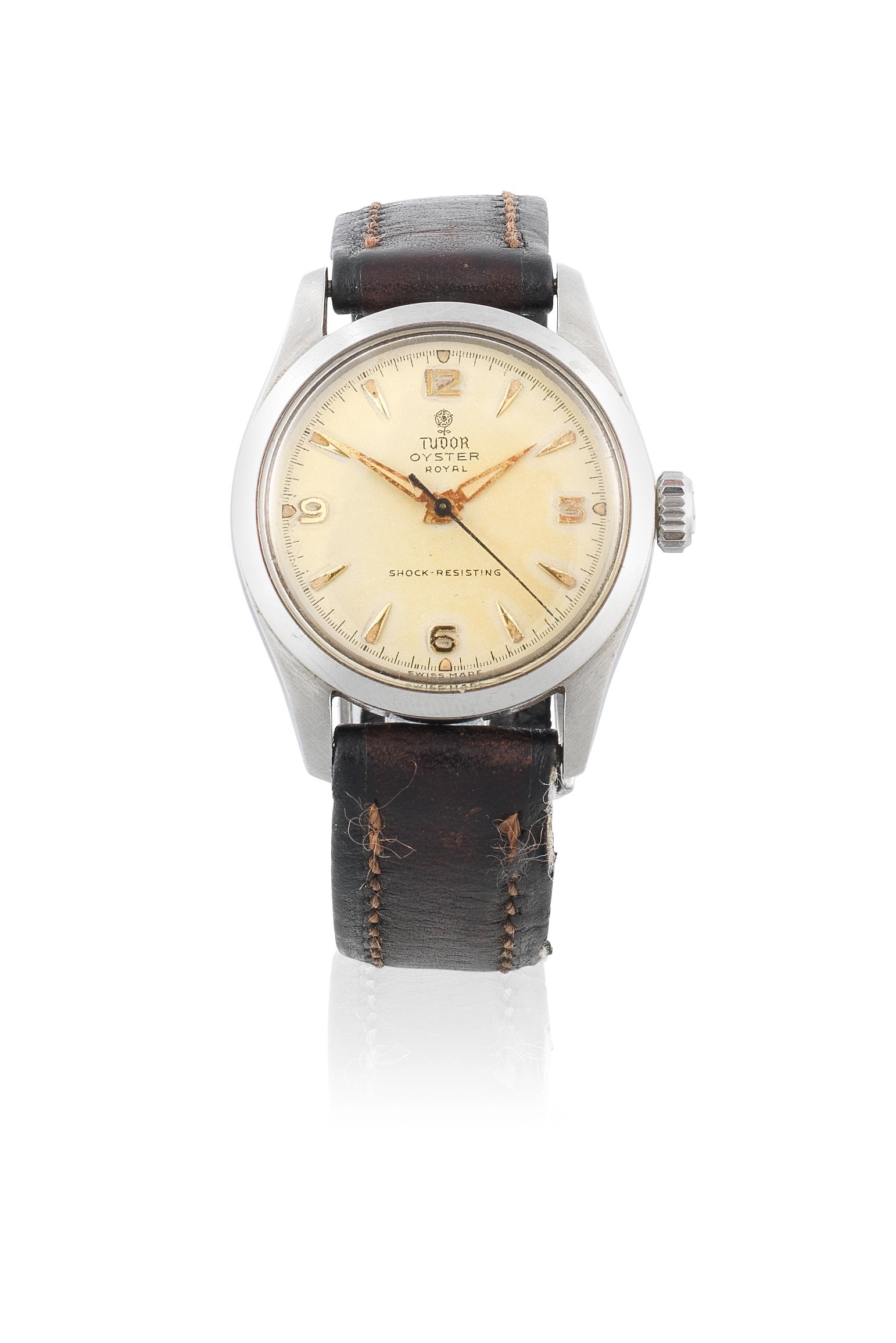 1965 Tudor Oysterdate Manual Wind Wristwatch Model 7962 with Silvered Dial on Bracelet