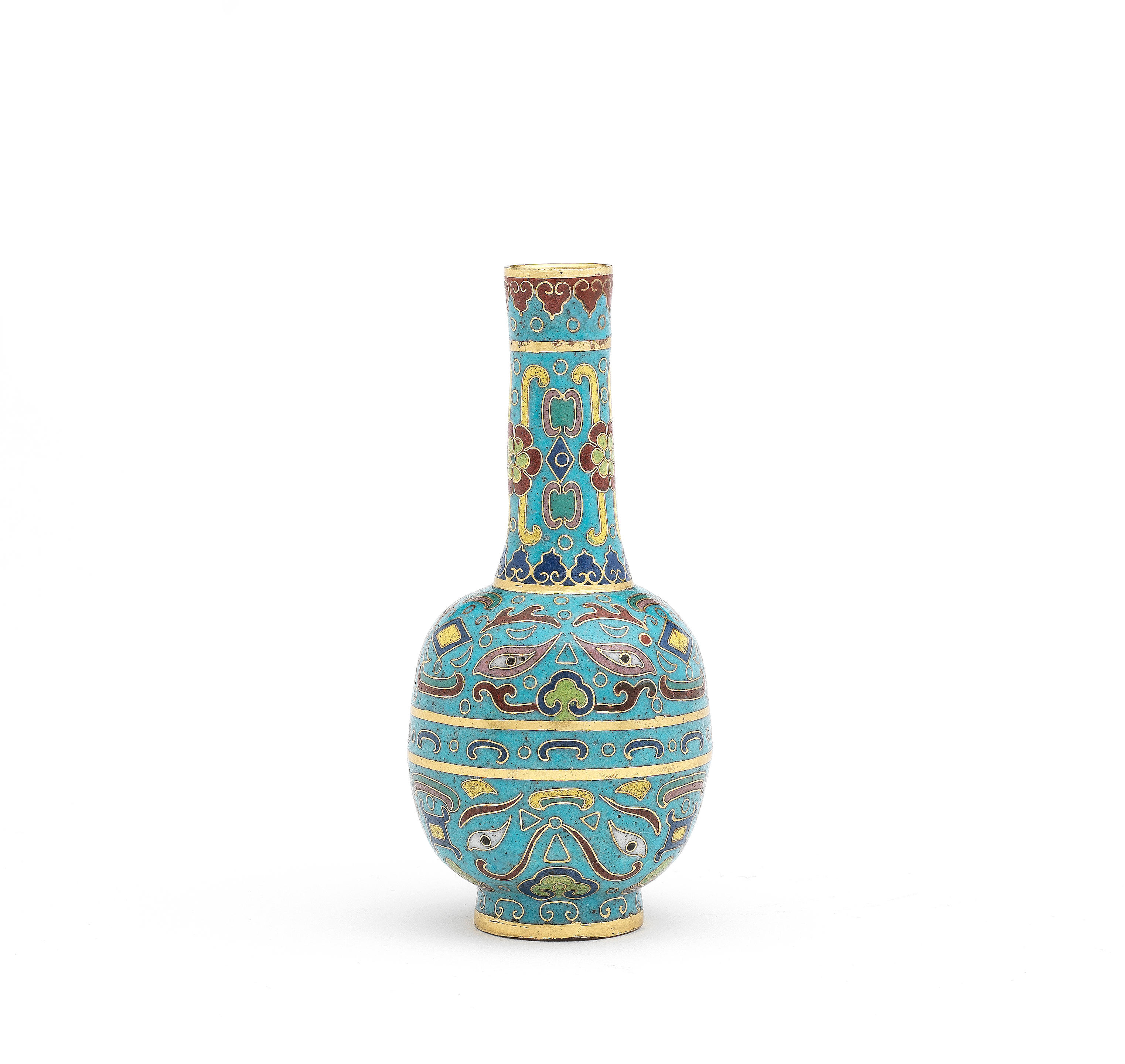 Bonhams : A FINE ARCHAISTIC CLOISONNÉ ENAMEL BOTTLE VASE Qianlong five ...