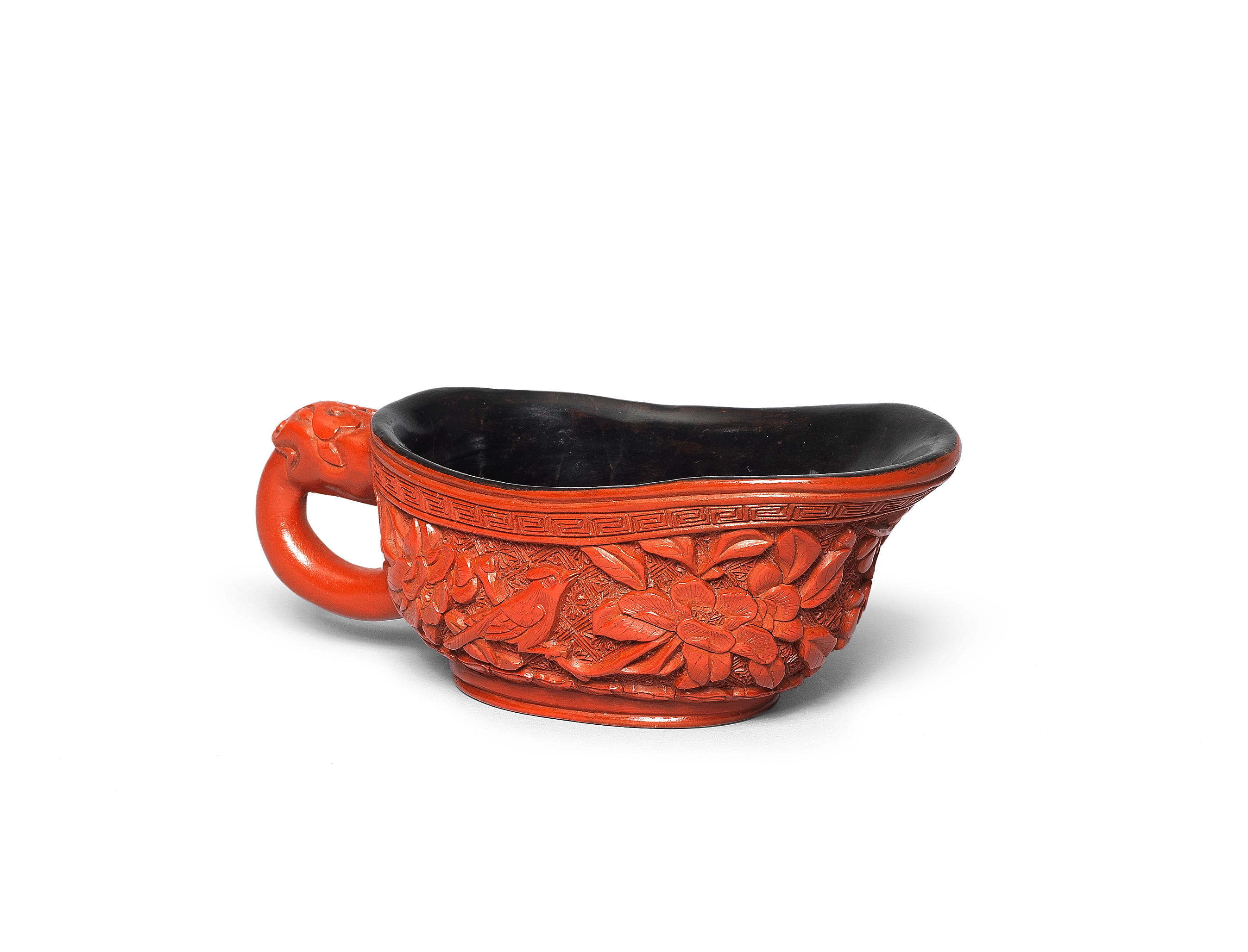 Bonhams : A CARVED CINNABAR LACQUER POURING VESSEL, YI First half 17th ...