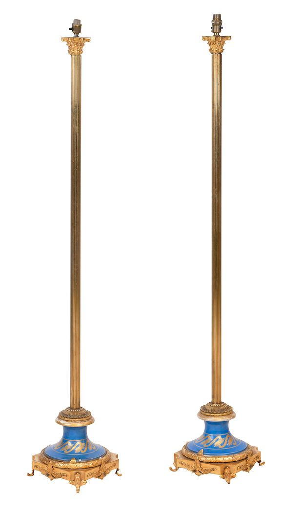 Bonhams : A pair of early 20th century gilt metal and porcelain ...