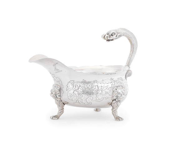 Bonhams : A George II silver sauce boat David Hennell, London 1742