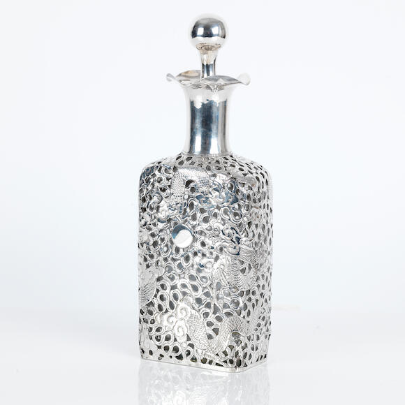 Bonhams A Chinese Export Silvermounted decanter impressed marks for