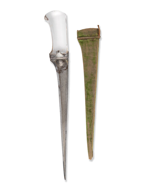 Bonhams : A rock crystal-hilted steel dagger (pesh-kabz) North India ...