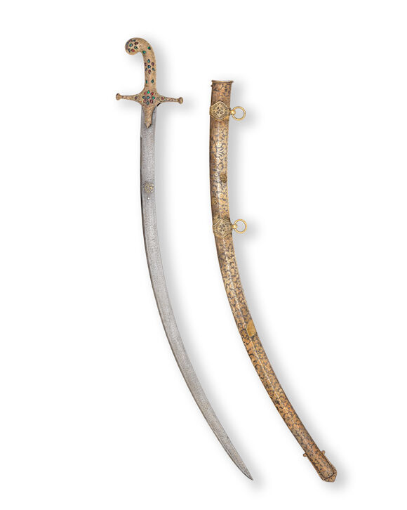 Bonhams : A Kutch silver-gilt mounted steel sword (shamshir) Western ...