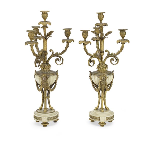 Bonhams : A pair of late 19th century French gilt bronze and white ...