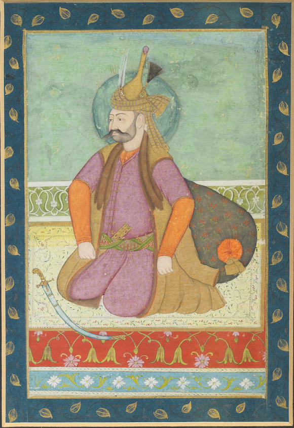 Bonhams Shah Isma Il Safavi Reg 1501 1524 Seated On A Terrace Mughal 17th Century