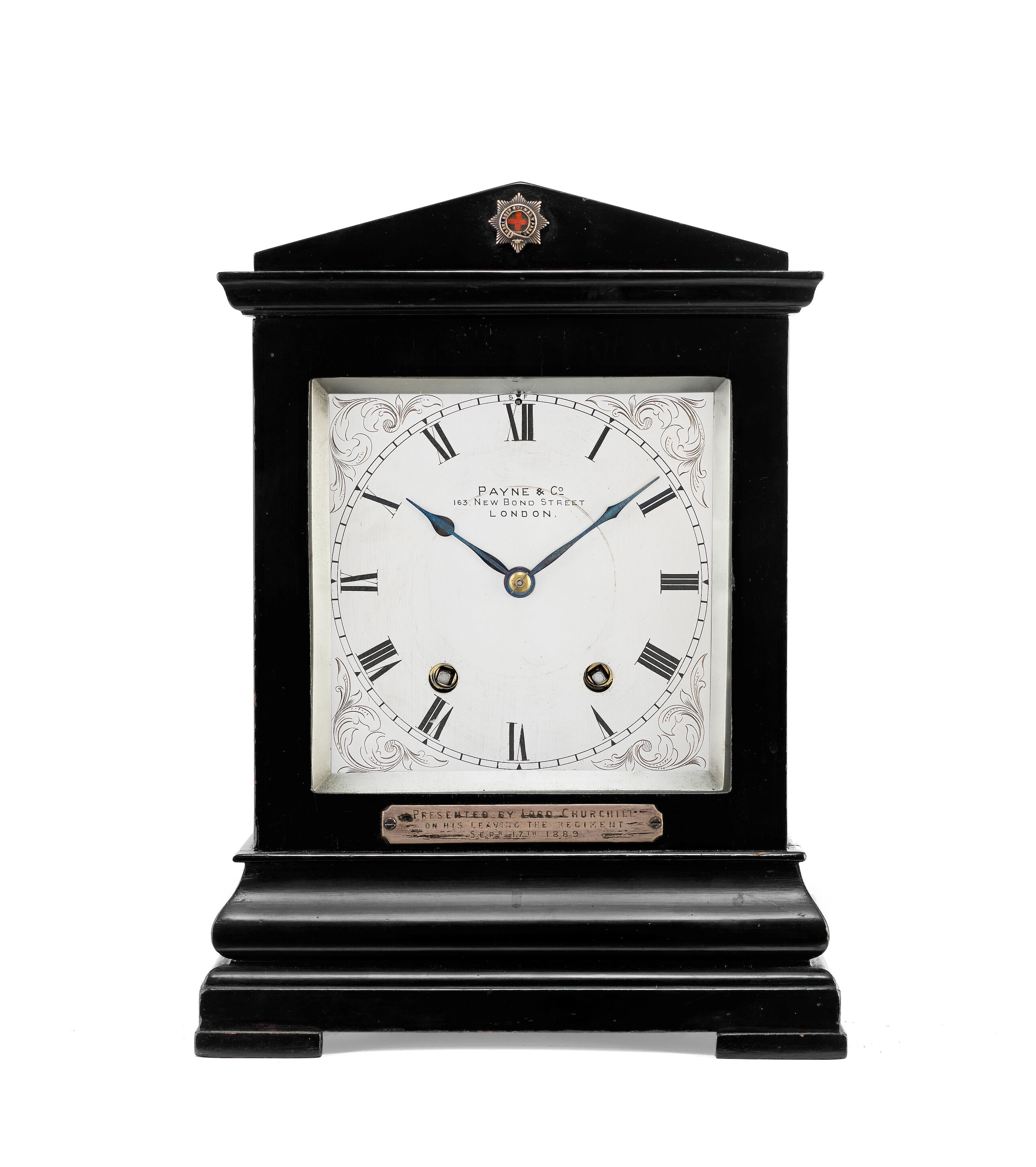 Bonhams : A late 19th century ebonised mantel clock presented by Lord ...