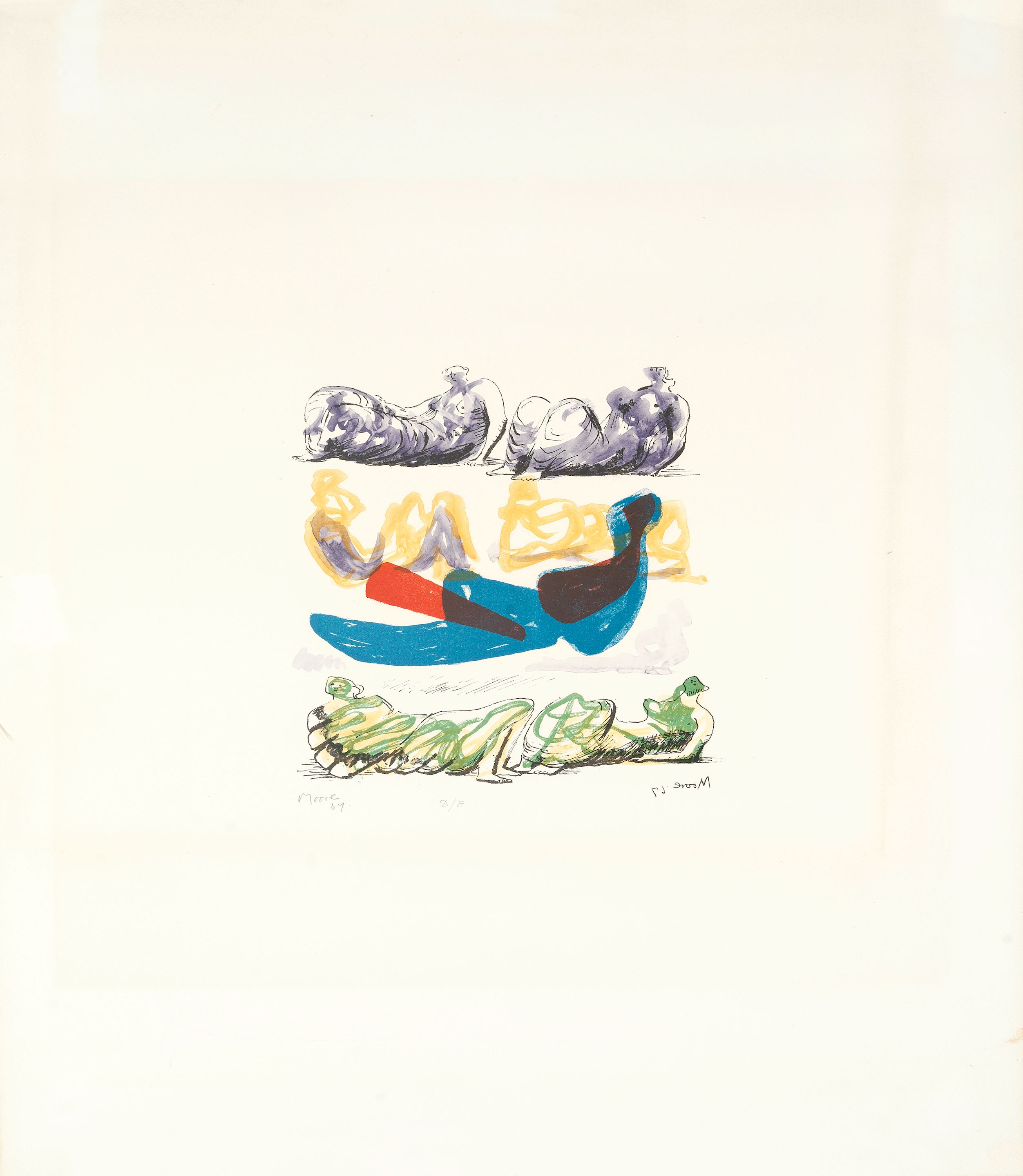 Reclining Figures with Blue Central Composition