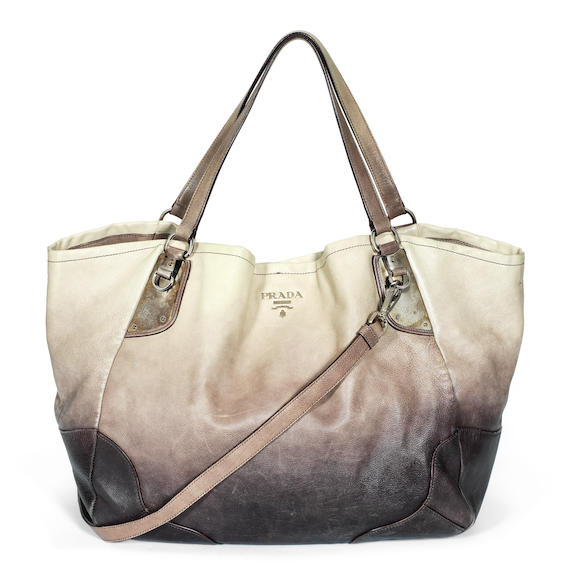 Bonhams : Cream Gradient Large Glace Deerskin Tote, Prada, (Includes ...