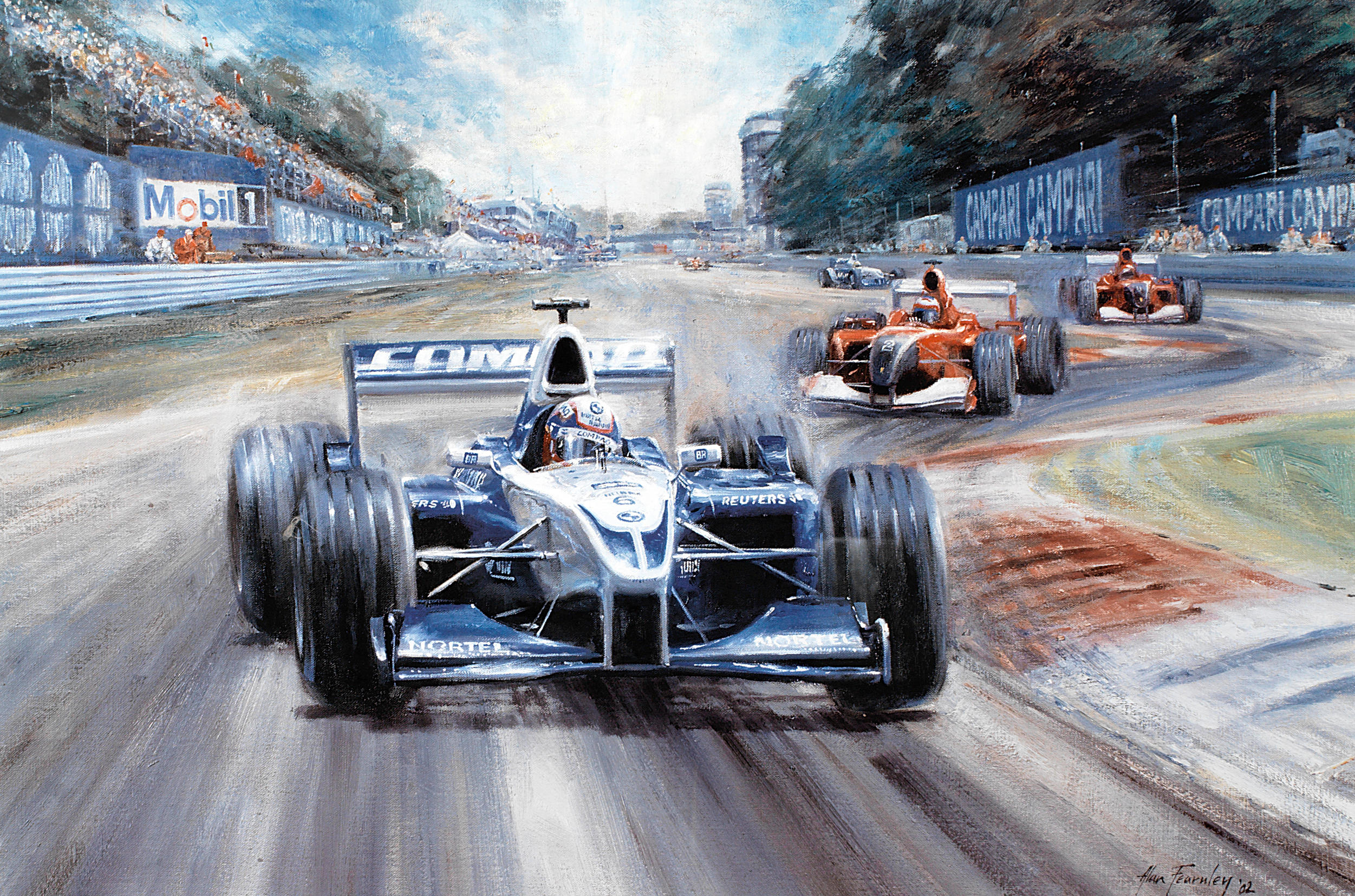 1 1 картина. Alan Fearnley Formula 1. Алан Фирнли формула. Алан Фирнли художник картины самолет. Формула 1 в картинах художников Ремарк.