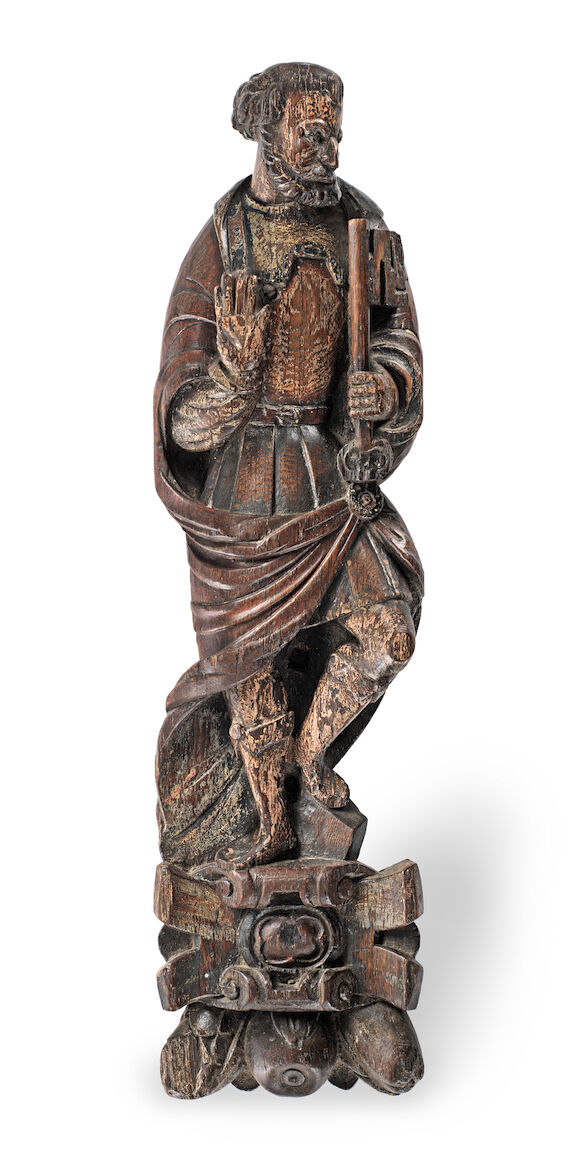 Bonhams : A late 16th/early 17th century carved oak figure, possibly a ...