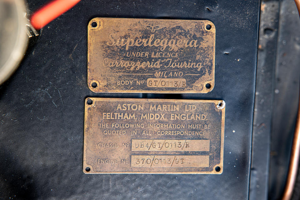 By order of the executors of the late David J Picking,1960 Aston Martin DB4GT Coup&#233;  Chassis no. DB4GT/0113/R Engine no. 370/113/GT