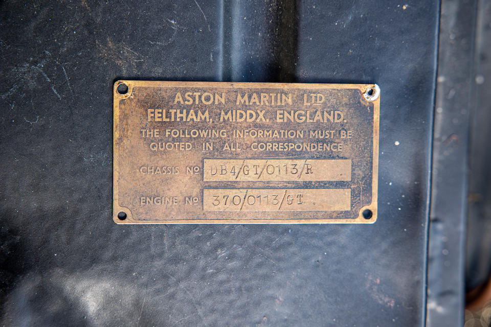 By order of the executors of the late David J Picking,1960 Aston Martin DB4GT Coup&#233;  Chassis no. DB4GT/0113/R Engine no. 370/113/GT