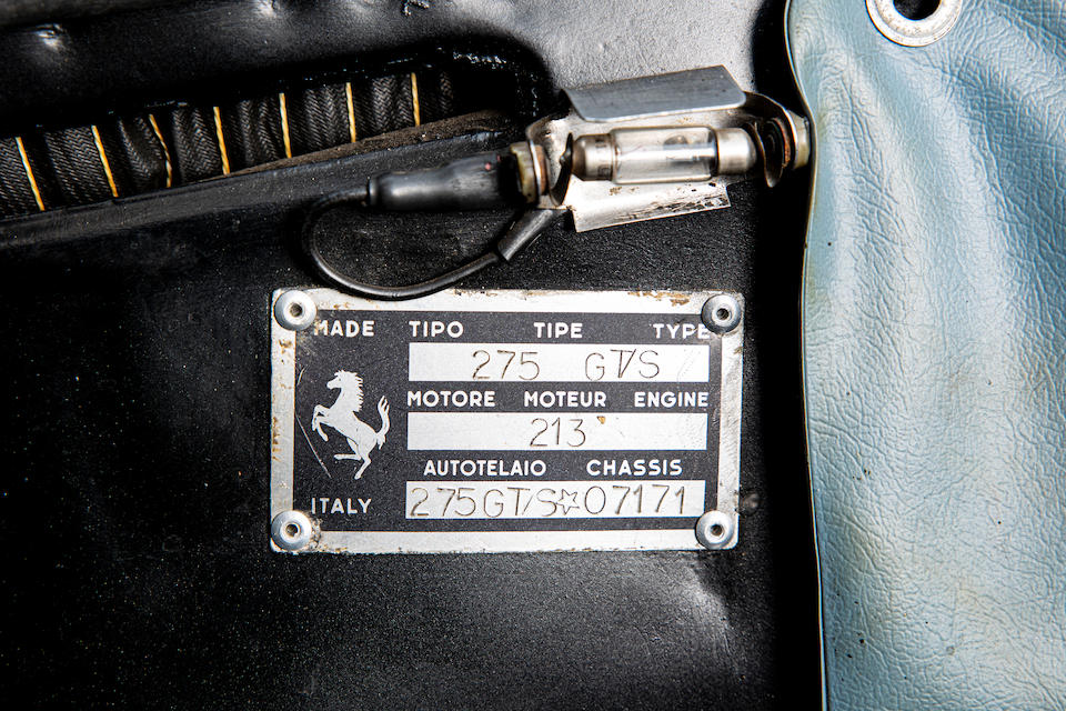 Ferrari Classiche certified,1965 Ferrari 275 GTS Convertible  Chassis no. 7171 Engine no. 07741