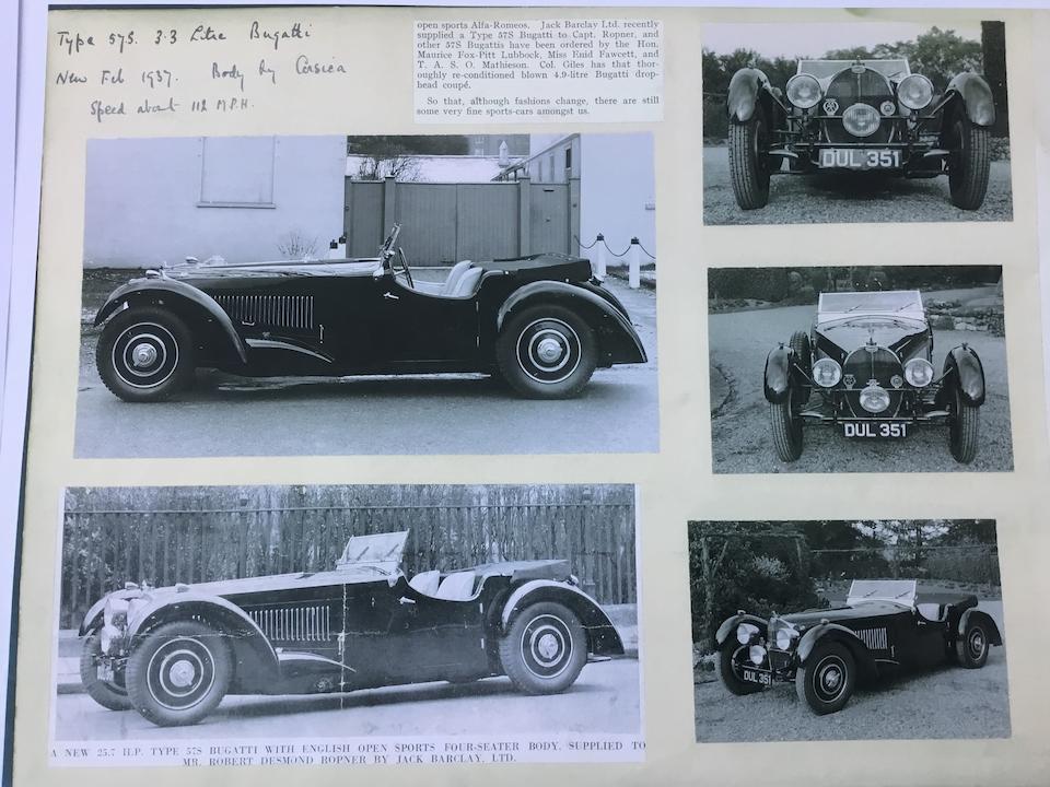 Offered from preservation within a single ownership for the past 51 years - The ex-Sir Robert Ropner/Rodney 'Connaught' Clarke/Bill Turnbull,1937 Bugatti Type 57 Surbaisse 3.3-Litre Four-Seat Sports Grand Routier 'Dulcie'  Chassis no. 57503 Engine no. 16S