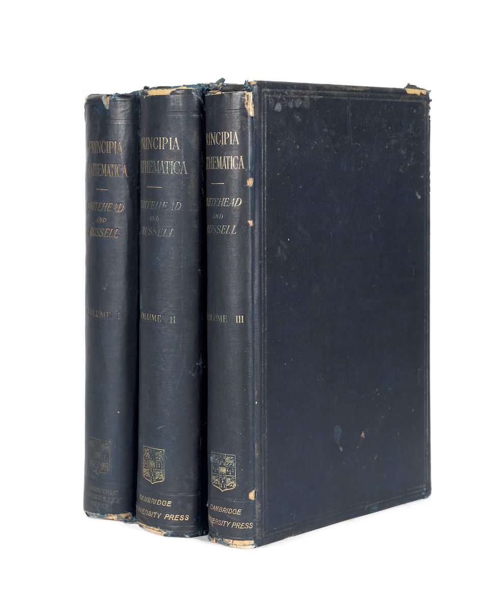 Bonhams Mathematics Whitehead Alfred North And Bertrand Russell Principia Mathematica 3 Vol First Editions Cambridge At The University Press 1910 1912