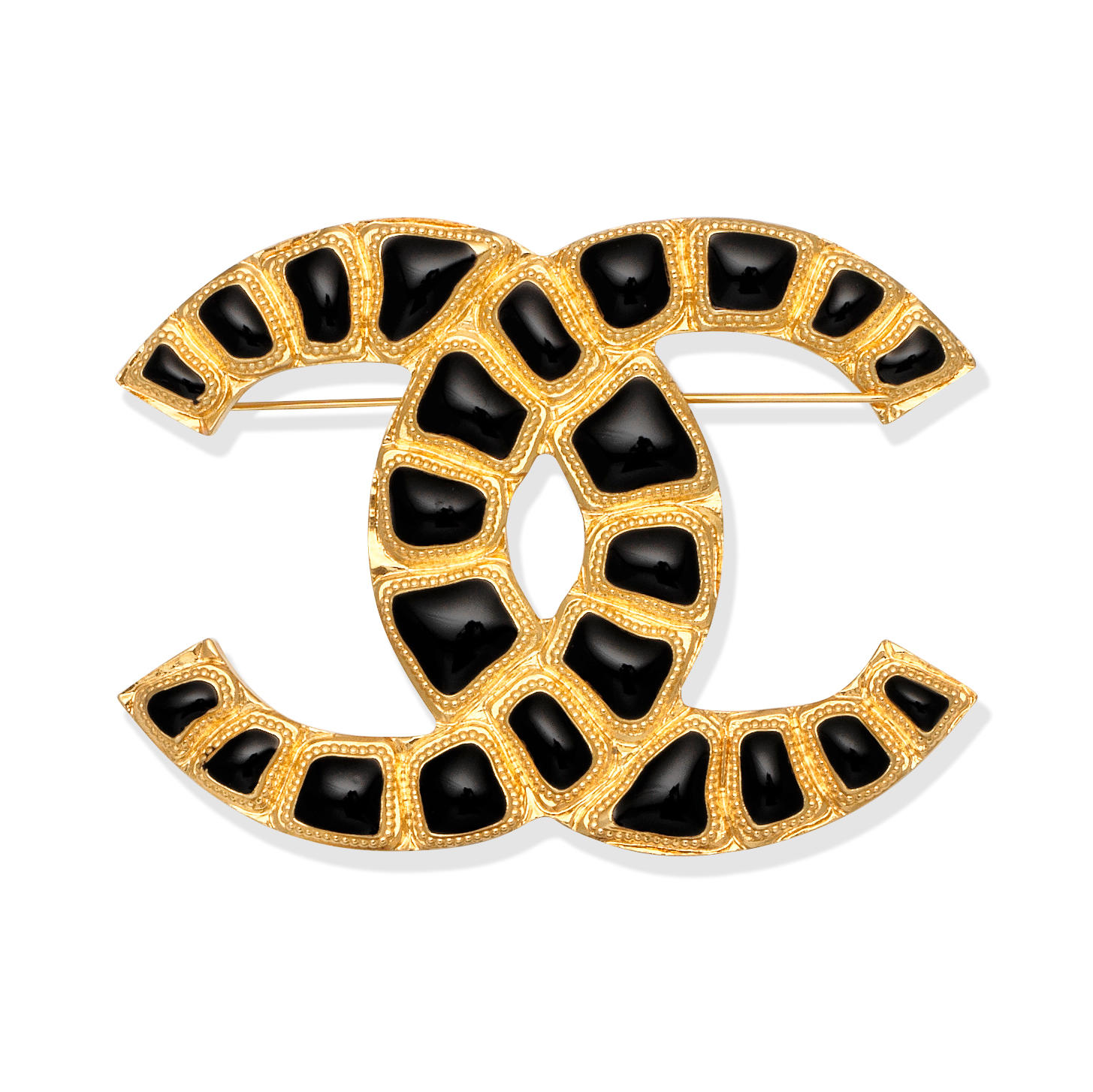 Chanel Gold CC Crystal Embellished Twisted Brooch