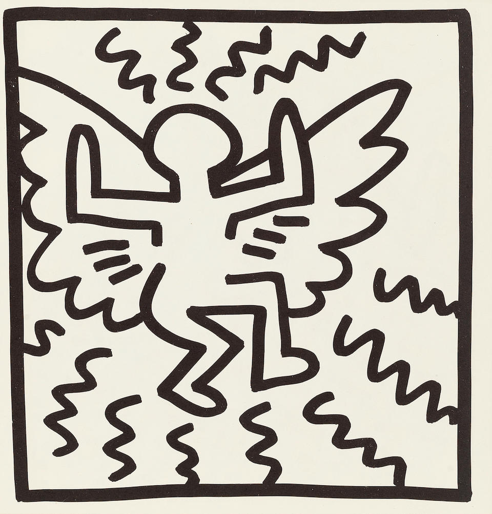 Bonhams : Keith Haring (American, 1958-1990) Flying Angel; Embrace ...