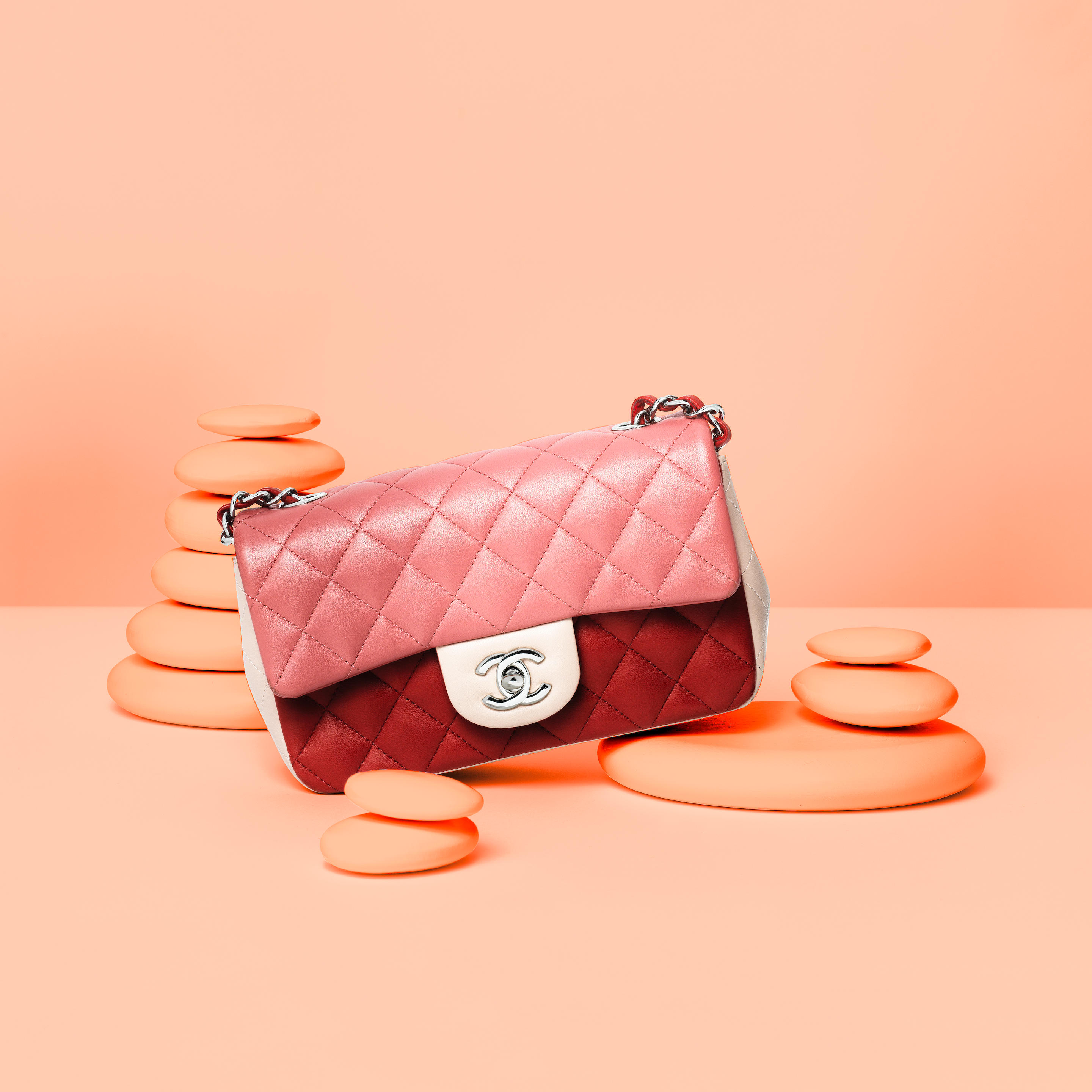 Bonhams : Tri-Colour Valentine Small Classic Flap Bag, Chanel