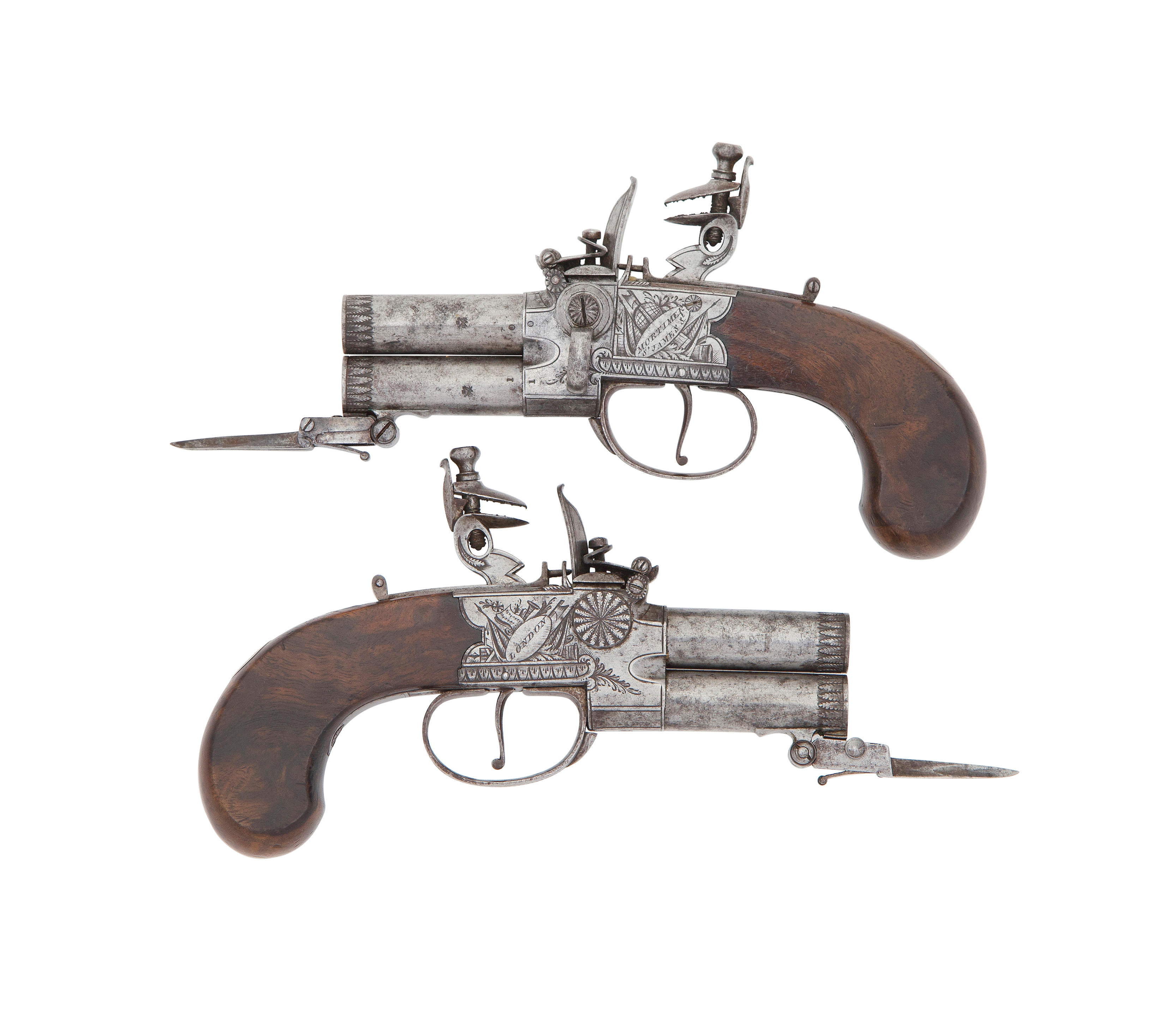 Bonhams : A Pair Of 90-Bore Flintlock Box-Lock Over-And-Under Tap ...