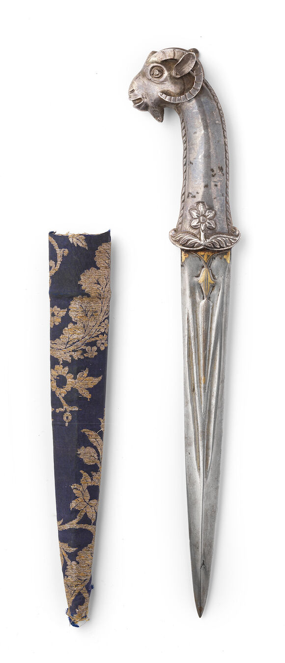 Bonhams : A silver-hilted ram's head dagger (khanjar) North India, 19th ...