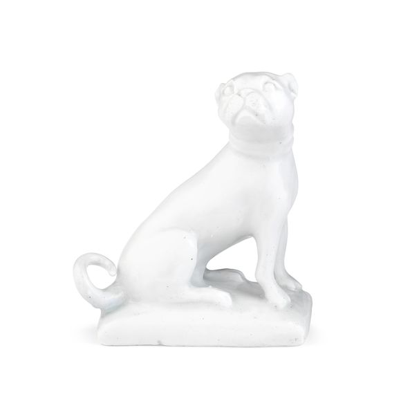 Bonhams A Lowestoft model of a pug dog, circa 1770