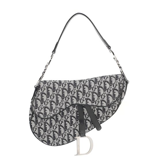 Bonhams Black and Cream Oblique Jacquard Saddle Bag, Christian Dior