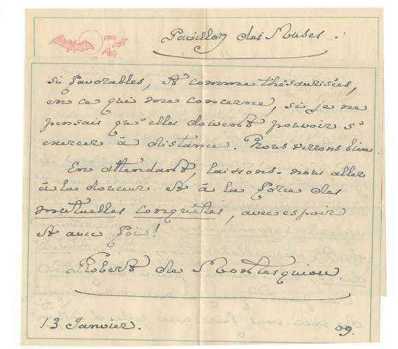 Bonhams : MONTESQUIOU (ROBERT DE) Series of autograph letters, notes ...
