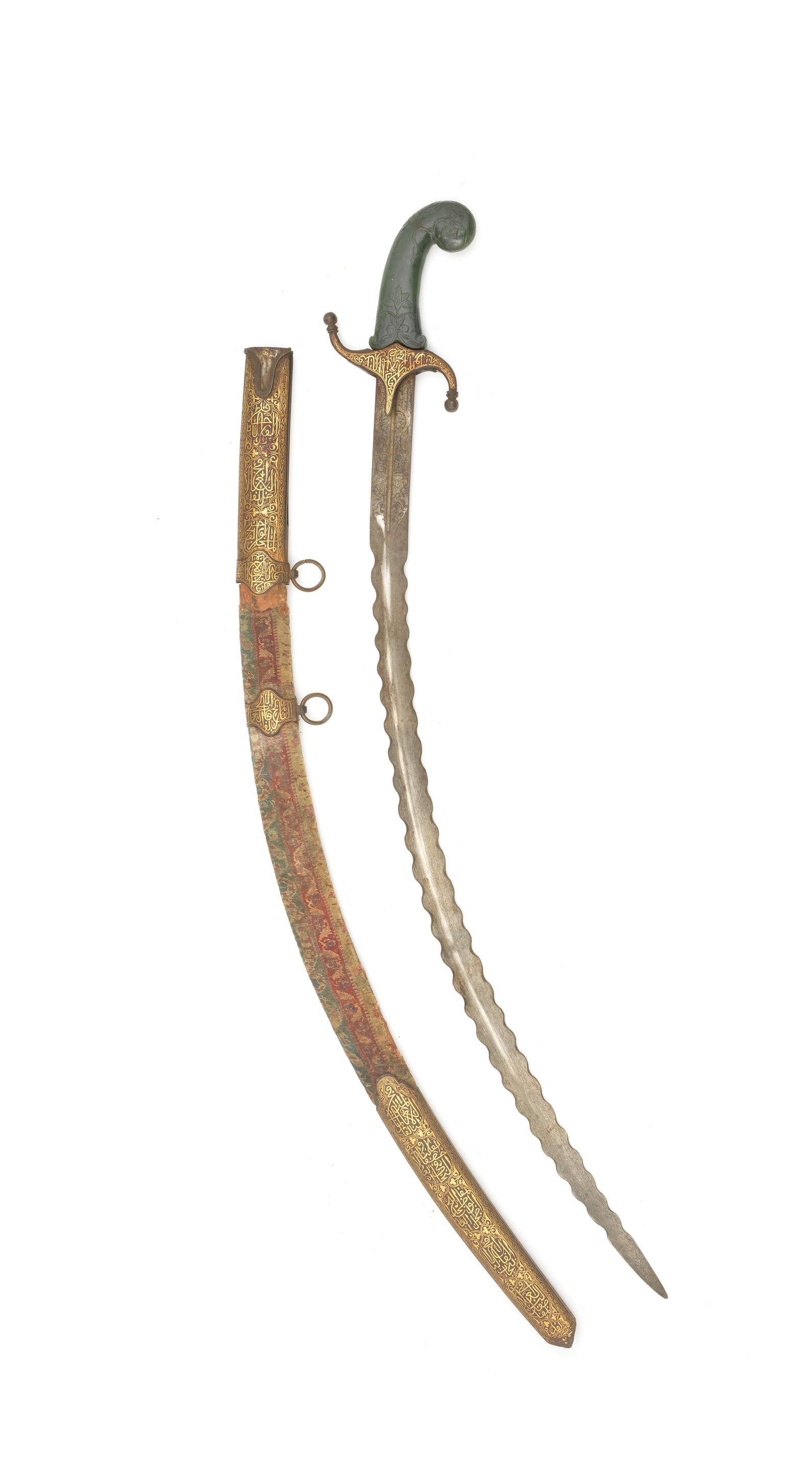 Bonhams A Jade Hilted Gold Koftgari Steel Sword Shamshir North India 19th Century