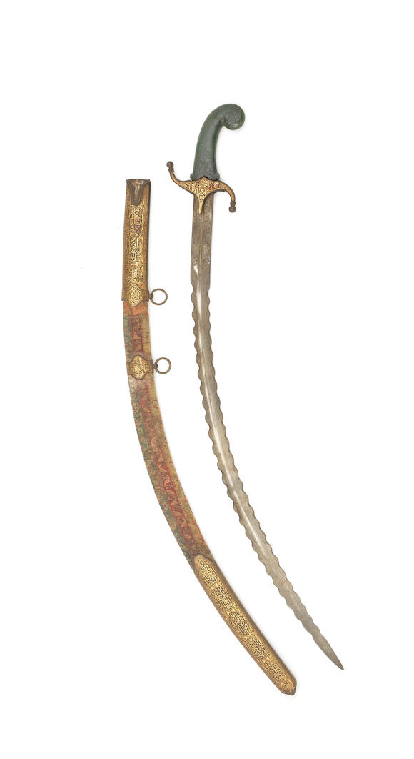 Bonhams : A jade-hilted gold koftgari steel sword (Shamshir) North ...
