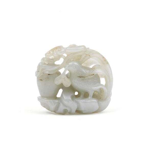 Bonhams : A Reticulated White Jade 'quail' Group Qing Dynasty