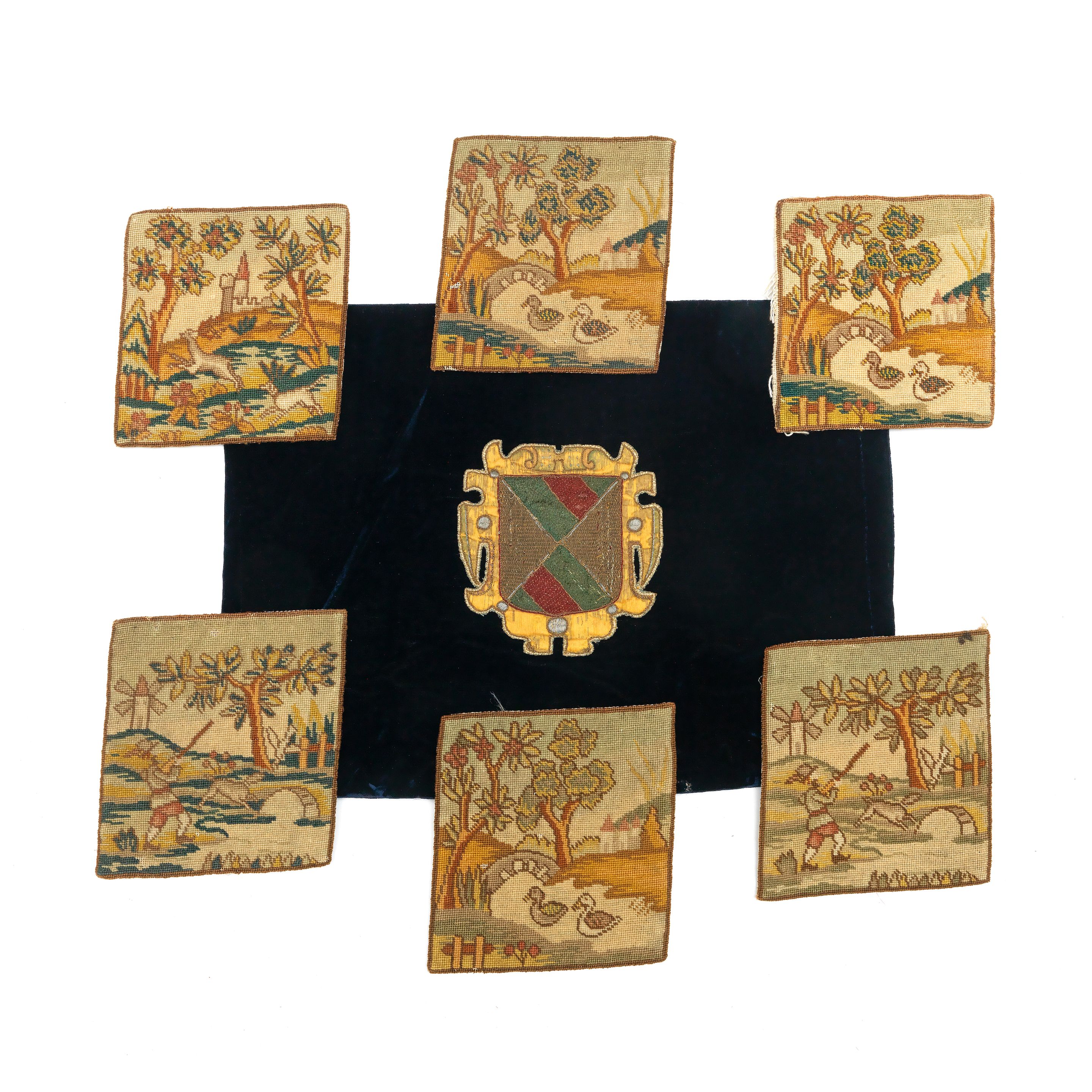 Bonhams A midnight blue velvet cushion cover