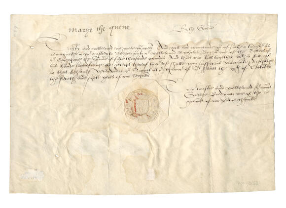 Bonhams MARY I Letters Patent signed (Marye the quene) at head and