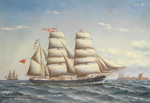 Bonhams : Jorgen Dahl (Danish, 1825-1890) The barque Captain Dan off ...