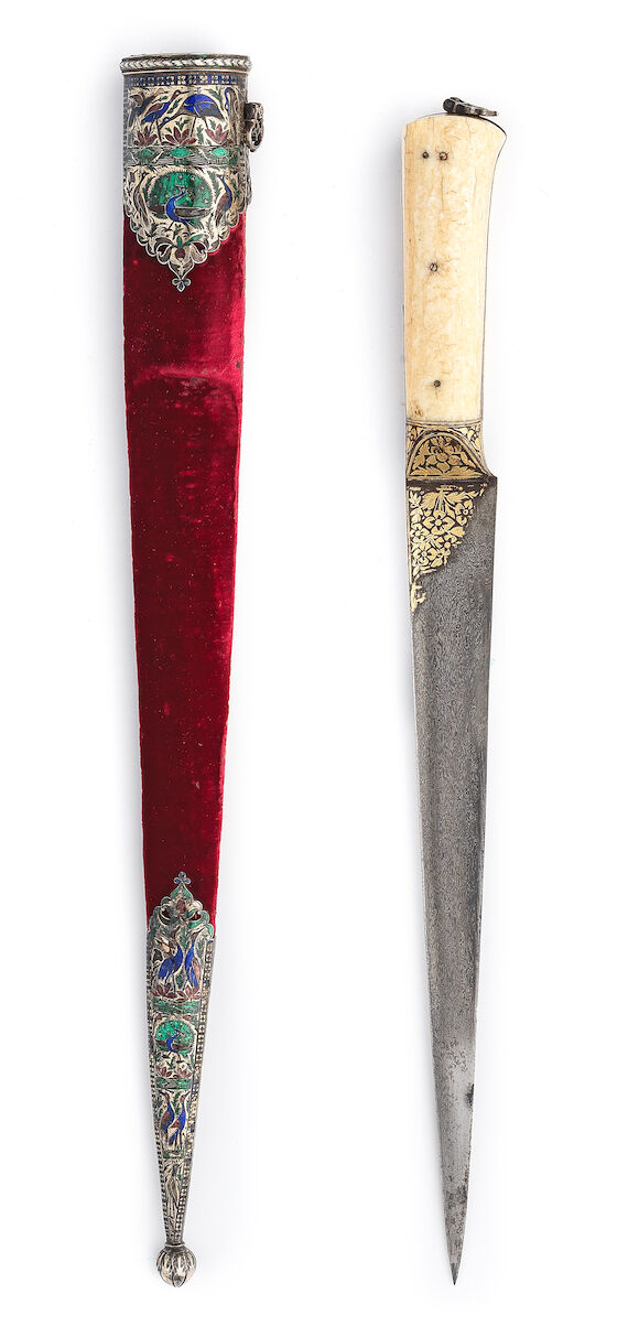 Bonhams : A Lucknow enamelled-silver-mounted walrus ivory-hilted steel ...