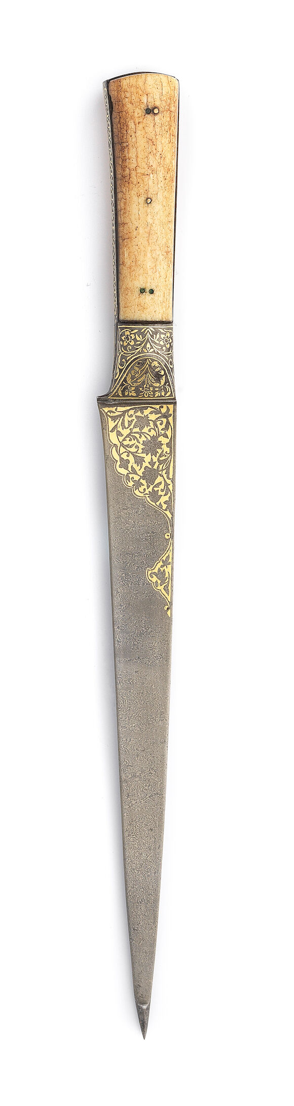 Bonhams : A large gold damascened steel walrus ivory-hilted dagger ...