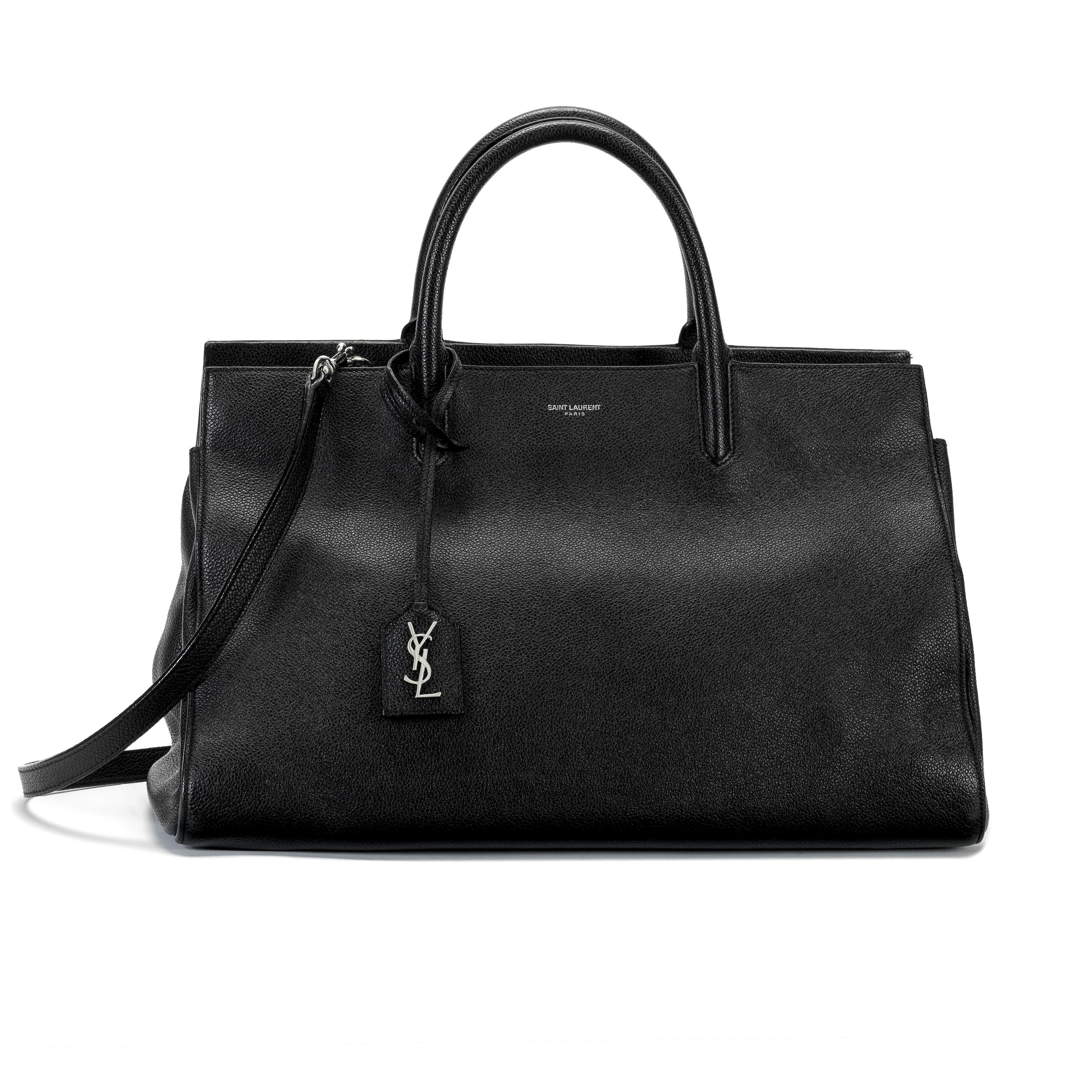 Saint Laurent YSL Cabas Rive Gauche Grained-Leather Bag