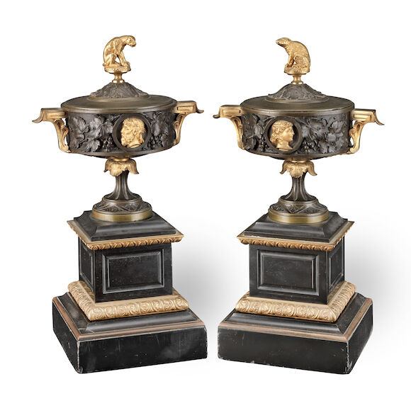 Bonhams : A pair of late 19th century French patinated and parcel gilt ...