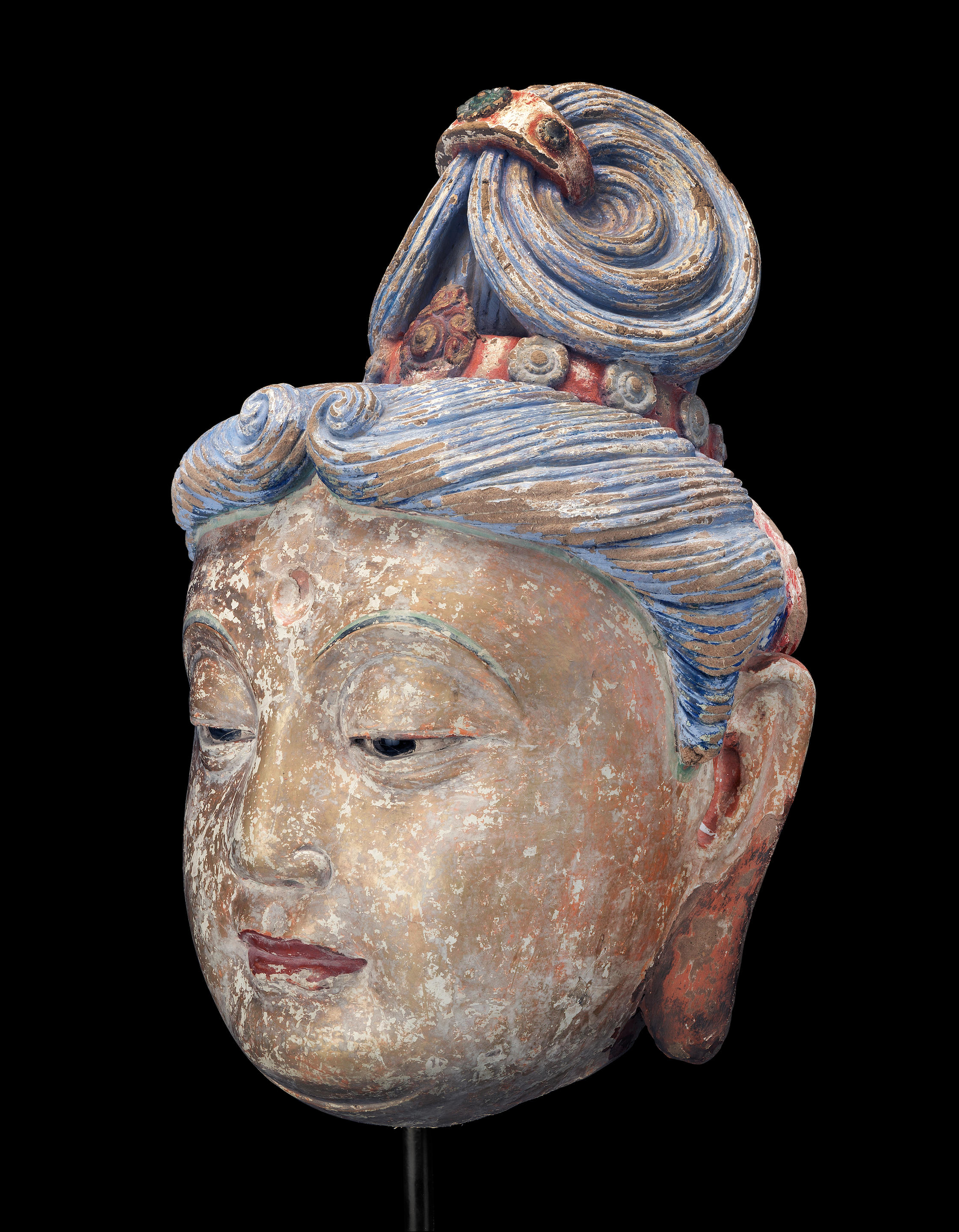 Bonhams : A MASSIVE POLYCHROME PAINTED STUCCO HEAD OF GUANYIN Ming ...