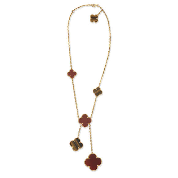 Bonhams : VAN CLEEF & ARPELS DIAMOND-SET 'ALHAMBRA' PENDANT NECKLACE